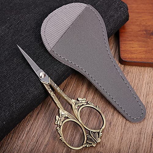 Vintage Embroidery Scissors – 4.7in Sharp Straight Pointed Shears, Classic Small Detail Snips W/Sheath for Handcraft, Arts, Needlework, Sewing, Decoupage, Yarn, Fabric, Threads Fussy Cutting