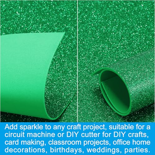 PATIKIL 2mm(1/10") Thick Non Adhesive Glitter Foam Sheet 16x24inch(40x60cm) Dark Green, EVA Shiny Foam Board for Craft, 6 Pcs - color: Dark Green