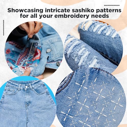 Affrolling 30 Pcs Plastic Sashiko Stencil 8.3 x 5.9 Inch Geometric Sashiko Pattern Template Drawing Line Quilting Stencil Embroidery Pattern Stabilizers for Sewing Hand Quilting and Embroidery - size: 8.3 x 5.9 Inch