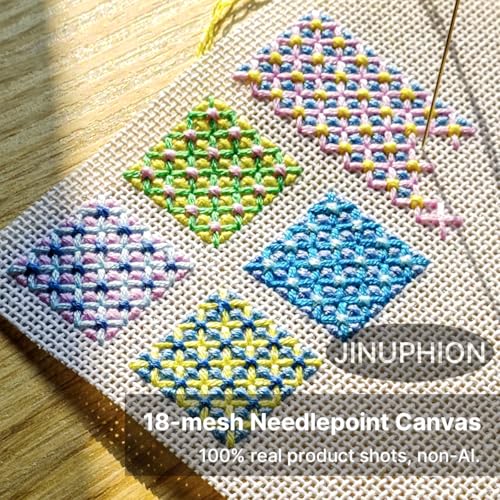 Needlepoint Canvas, 18-Mesh, 20" X 18", Beige Needlepoint Canvas Embroidery Blank White Cloth (Beige 18-mesh) - color: Beige 18-mesh