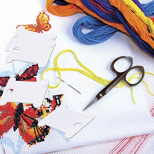 Embroidery Floss Organizer Box - 36 Compartments with 120 Hard Floss Bobbins and 2 Pieces 459 Color Number Stickers