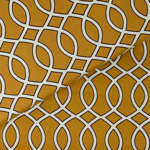 Stitch & Sparkle 100% Cotton Duck Cloth Print 45" Wide, DIY Project, Craft & Quilt Fabric for Sewing, Upholstery Home Décor, Cut by the Yard, Gold Color Ogee - color: Gold Color Ogee, size: Cut by the yard
