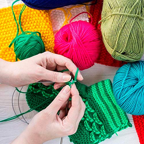 BCMRUN Knitting Needle Set, 22PCS 2mm(B)-8mm(L) Straight Single Pointed Stainless Steel Sweater Needles Set(11Pair-11 Size,9.8 inch) with Locking Stitch Makers Large-Eye Needles Measure Tape (36CM) - size: 36CM