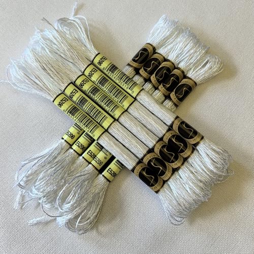 8 Meters 12 Strands Metallic Embroidery Floss Cross Stitch Needlework Thread, Metallic White, 10 Skeins - color: Metallic White