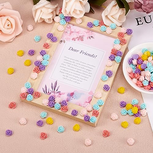 Beadthoven 200pcs 11mm Tiny Resin Rose Flower Cabochons Mixed Color Flatback Beads Cabochons Jewelry Embellishment Supplies for Scrapbooking Necklace Making DIY Crafts - color: Rose-Mixed Color#11mm