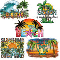 Iron on Transfers Patches for T-Shirt Clothes Decoration Summer Series Stickers Beach Coconut Trees Sea Waves Sunset Iron on Stickers Appliques Decals for Clothing Jeans Bags Pillow Covers 5PCS