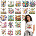 Dazoratix Floral Cross Iron on Transfers - 20 Sheets Christian Flower Butterfly DTF Ready to Press Religious Faith Heat Patches Stickers Vinyl Decals T Shirts Clothes Pillow Bag DIY Crafts Decorations - style: Floral Cross