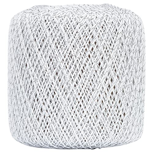 Red Heart Metallic Crochet Thread, 10, White/Silver - color: White/Silver, size: Size 10