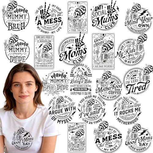 Dazoratix Mothers Day Iron on Transfers - 20 Sheets Funny Mama DTF Ready to Press Sarcastic Quote Mom Heat Patches Stickers Vinyl Decals T Shirts Clothes Pillow Bag Hat Hoodies DIY Crafts Decorations - style: Funny Mama