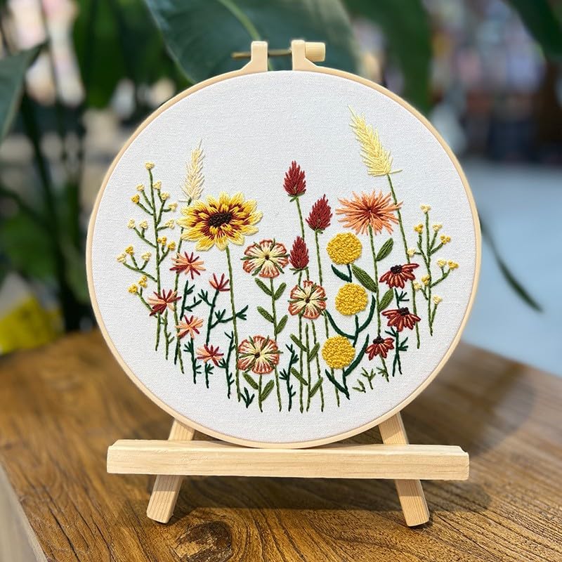 COCOMOX Floral Embroidery Kits for Beginners Adults, Cross Stitch Kits - color: Flower pattern