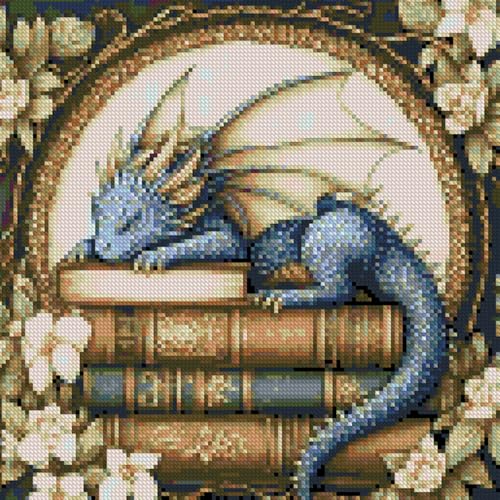 KYOQFVN Dragon Stamped Cross Stitch Kits for Adults - 11 CT Embroidery Kits for Beginners Adults, DIY Patterns Dimensions Counted Cross-Stitch Kits for Adults Arts Craft 14x14 inch - color: SZXLONG-US