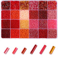 7500Pcs Red Glass Seed & Tube Bugle Beads Kit for Embroidery and DIY Craft - color: A-Red