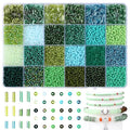 LAIDANLA 7500pcs Green Glass Seed & Bugle Tube Beads Kit for Jewelry Making - color: Green