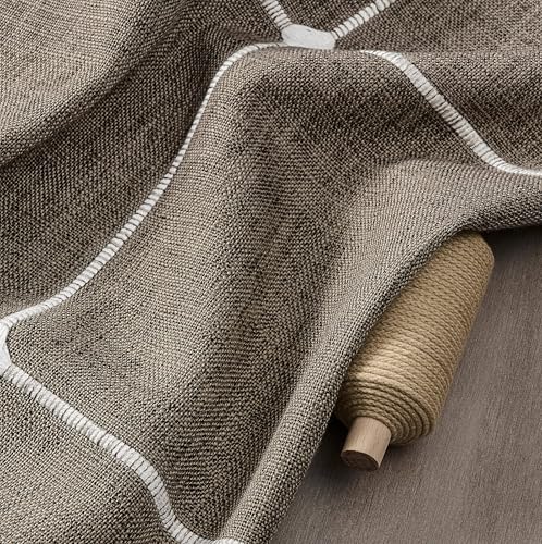 ZeeMart Grid Embroidered Square Hemmed Tablecloths 52x52in, Cocoa Brown - color: Cocoa Brown, size: 52" x 52" (Square)