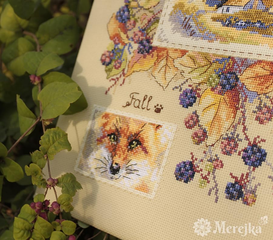 Merejka Counted Cross Stitch kit Autumn Sampler 30x32cm