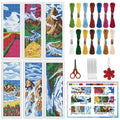 INFUNLY 6pcs Natural Scenery Cross Stitch Bookmark Kits Mountain Embroidery Bookmark Kit with Instructions Lakes Sky Handmade Cross Stitch Set Pre-Printed Flowers DIY Bookmark-Kits for Book Lovers - style: Natural Scenery