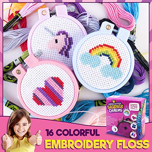 Cross Stitch Kit for Kids - 5 Easy Stamped Embroidery Kits for Beginners - color: multicolor