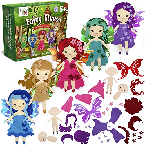 Fairy Elves Sewing Kit for Kids Ages 7-12 - Rainbow Garden Felt Craft - color: Garden Rainbow Fairies Kit