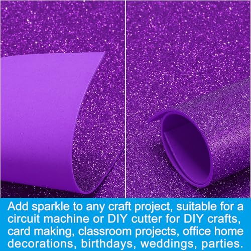 PATIKIL 2mm(1/10") Thick Non Adhesive Glitter Foam Sheet 16x24inch(40x60cm) Light Purple, EVA Shiny Foam Board for Craft, 6 Pcs - color: Light Purple