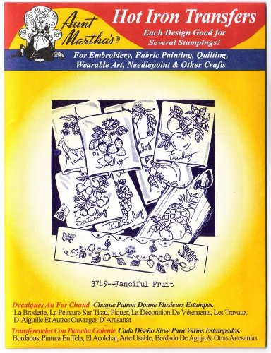 Aunt Martha's Hot Iron Embroidery Transfer 3749 Fanciful Fruit