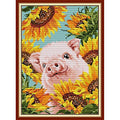 Svarog Stamped Cross Stitch Kits Beginners Full Range of Embroidery Patterns Starter Kits for Adult or Kids DIY Cross Stitches Needlepoint Kits 14CT-in The Flower Pig 11.81x15.75 inch - color: In the flower pig 11.81x15.75 inch
