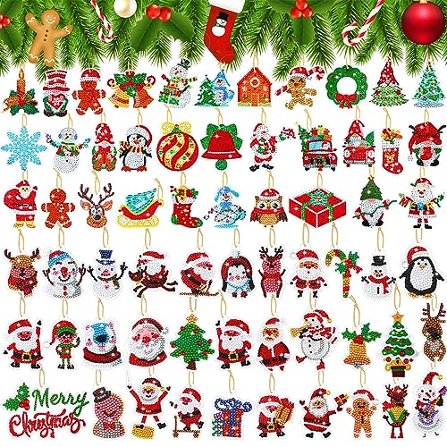 Hungdao 64 Pcs Diamond Art Christmas Ornaments DIY Diamond Painting Kits - style: Classic Red