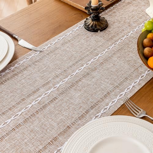 Rustic Linen Table Runner, Brown Table Runners 36 inches Long - color: Brown, size: 13×36 Inch
