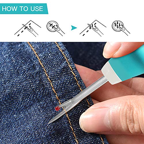 Lhedon Seam Ripper 3 PCS Ergonomic Grip Sewing Thread Remover Tool - color: Red/Yellow/Turquoise