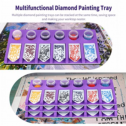 Diamond Painting Accessories Tray Organizer for Diamond Art Kits for Adults, Diamond Art Accessories Tools Kits, Diamond Art Storage Tray for Glitter Rhinestones, Diamond Bead Organizer Tray - color: 6 Slots Trays (Purple)