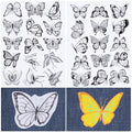 CRASPIRE 2 Sheets Butterfly Water Soluble Embroidery Patterns Stabilizers Butterflies Hand Sewing Stick and Stitch Transfers Fabric Wash Away Pre-Printed Self Adhesive for Bags Cloth Sewing Lovers - style: 2 Sheets Butterfly