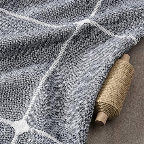 ZeeMart Grid Embroidered Rectangle Hemmed Tablecloths 52x70in, Blue Ashes - color: Blue Ashes, size: 70" x 52" (Rectangular)