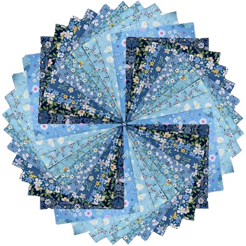 8"x 8" Precut Cotton Quilting Fabric Squares for Sewing-Blue - color: Blue, size: 50P8"x8"