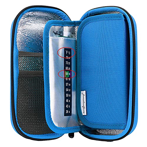 YOUSHARES Insulin Cooler Travel Case - Handy Medication Insulated Diabetic Carrying Cooling Bag for Insulin Pen, Glucose Meter and Diabetic Supplies with 3 Cooler Ice Pack - color: 01 Eva Bu