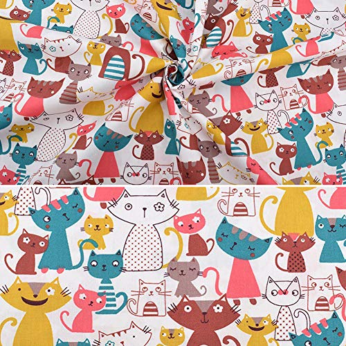 8 pcs/lot Fat Quarter Fabric Bundles 100% Cotton 19.69'' x 19.69'' (50 x 50cm) Cotton Fabric Pre-Cut Squares Sheets for Patchwork Sewing Quilting Crafting, Dog Cat Pattern. - color: M-2
