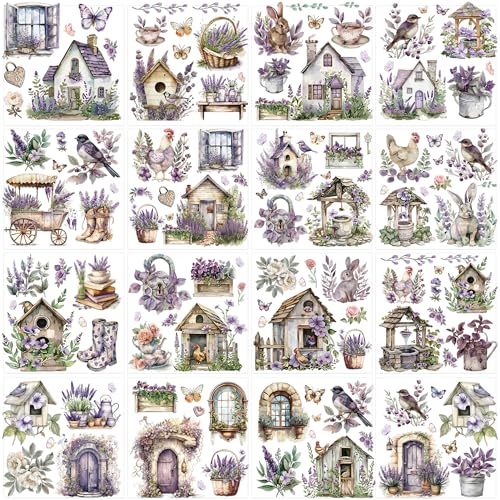 16 Pcs Lavender Rub-On Transfers for Furniture & Crafts - style: Lavender