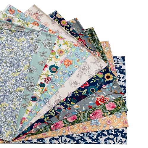 10"x10" 50pcs Cotton Fabric Squares for Sewing Quilting Supplies-Morris B - color: Morris B, size: 50 PCS 10"x10"