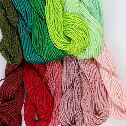 KCS 328 Yards(300 Meters) Mercerized Pearl Cotton Crochet Needlepoint Thread,Size 5, 12 skeins,Mixed Color 08 - color: 12color08, size: 12 skeins