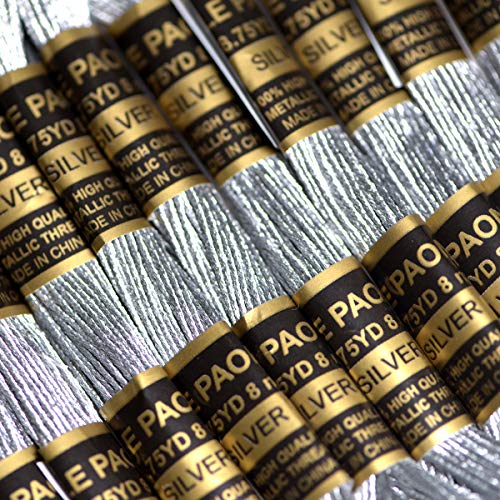 24 Skeins Metallic Embroidery Thread -Cross Stitch Threads - Friendship Bracelets String - Crafts Floss Gold and Sliver - color: Gold and sliver, size: 24 skiens