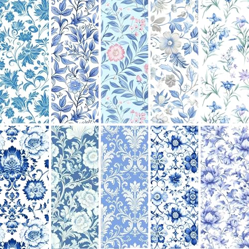 200pcs 4 x 4 inches Cotton Fabric Bundle-Blue Paisley - color: Blue Paisley, size: 4” x 4”