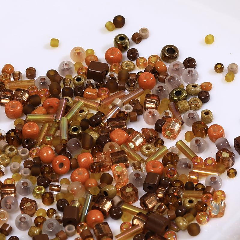 24 Grid Brown Glass Seed Bugle Tube Beads Kit for Jewelry Making DIY Craft - color: Brown, size: 24 Grid