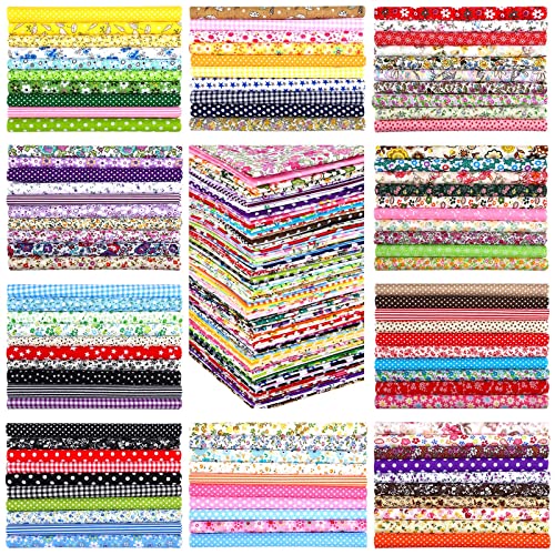 Tudomro 100 Pack 8 x 8 Inch Fabric Squares, Fabric Scraps Bulk