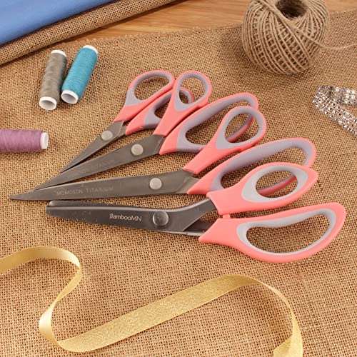 JubileeYarn Titanium Softgrip Scissors Set - Pinking, Sewing, Arts, Crafts, Office - 3 Sets of 4 - Pink - color: 4pc Pink, size: 3 Sets
