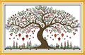 Aiorkeng Cross Stitch Kits Stamped Full Range of Embroidery Starter Kits for Beginners DIY 11CT 3 Strands-Printed kit Love Tree (Printed) 31.1×20.5 inches - color: printed kits Love tree 79×52cm