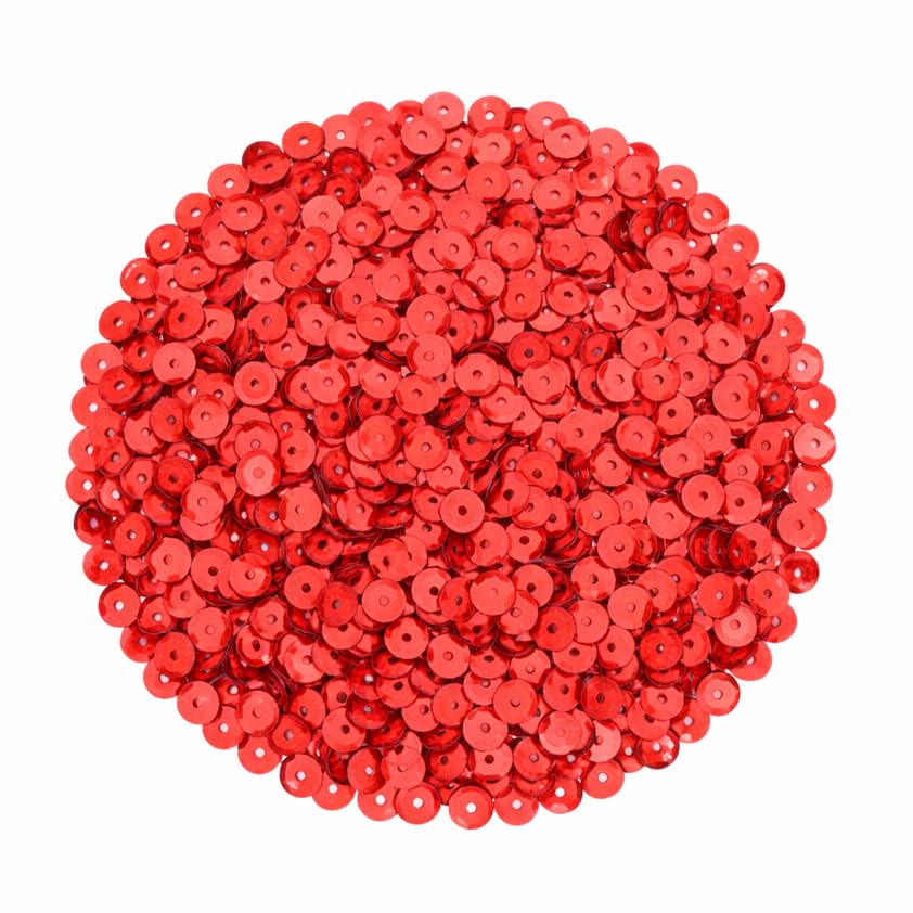 Mandala Crafts 6mm Cup Round Holographic Red Sequins for Sewing Embroidery - color: Holographic Red, size: 6mm Cup Sequins