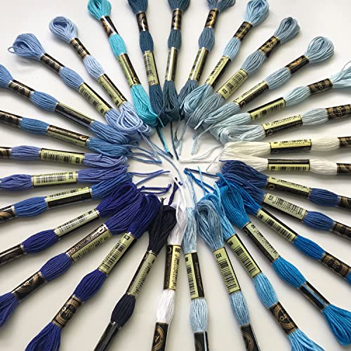 levylisa Embroidery Floss 30 Skeins Cross Stitch Threads Friendship Bracelets Floss with 10 Pcs Floss Bobbins and 2 Pcs Needle Threader (Blue) - color: Blue