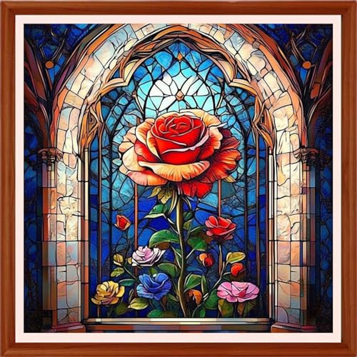 Redxing Counted Cross Stitch Kit for Beginners,Unprinted Needlepoint Kits for Beginners Cross Stitching Embroidery Kit 11CT Stitches kit-Abstract Rose Blossoms 18x18 inc - color: Setpattern16