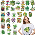Dazoratix Weed Iron on Transfers - 30 PCs Pot Leaf Ready to Press Heat Transfer Stickers Green Planrt Decals for T-Shirts Clothing Hat Appliques Clothes Decorations DIY Crafts Pillow Washable Patches - size: 30 Sheets, style: Weed