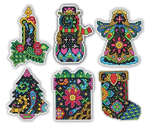Design Works Crafts Christmas Fantasy Counted Cross Stitch Ornament Kit – Holiday Needlework Set for DIY Decorations