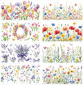 8 Pcs Spring Wildflower Rub-On Transfers for Furniture & Crafts - style: Spring Wildflower