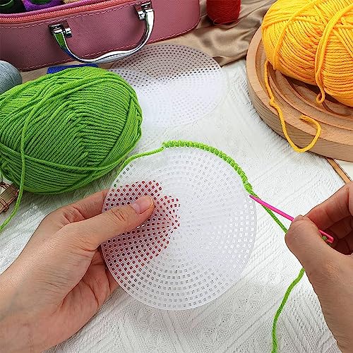 Allazone 58 PCS Mesh Plastic Canvas Sheets 5 Size Round Clear Plastic Canvas for DIY Crafts Embroidery Cross Stitch, Acrylic Yarn Crafting, Knit and Crochet Projects - color: 58 PCS - Circular